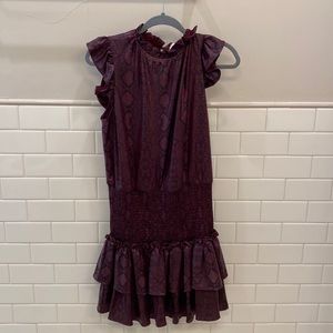 Hemline Boutique snakeskin ruffle mini dress